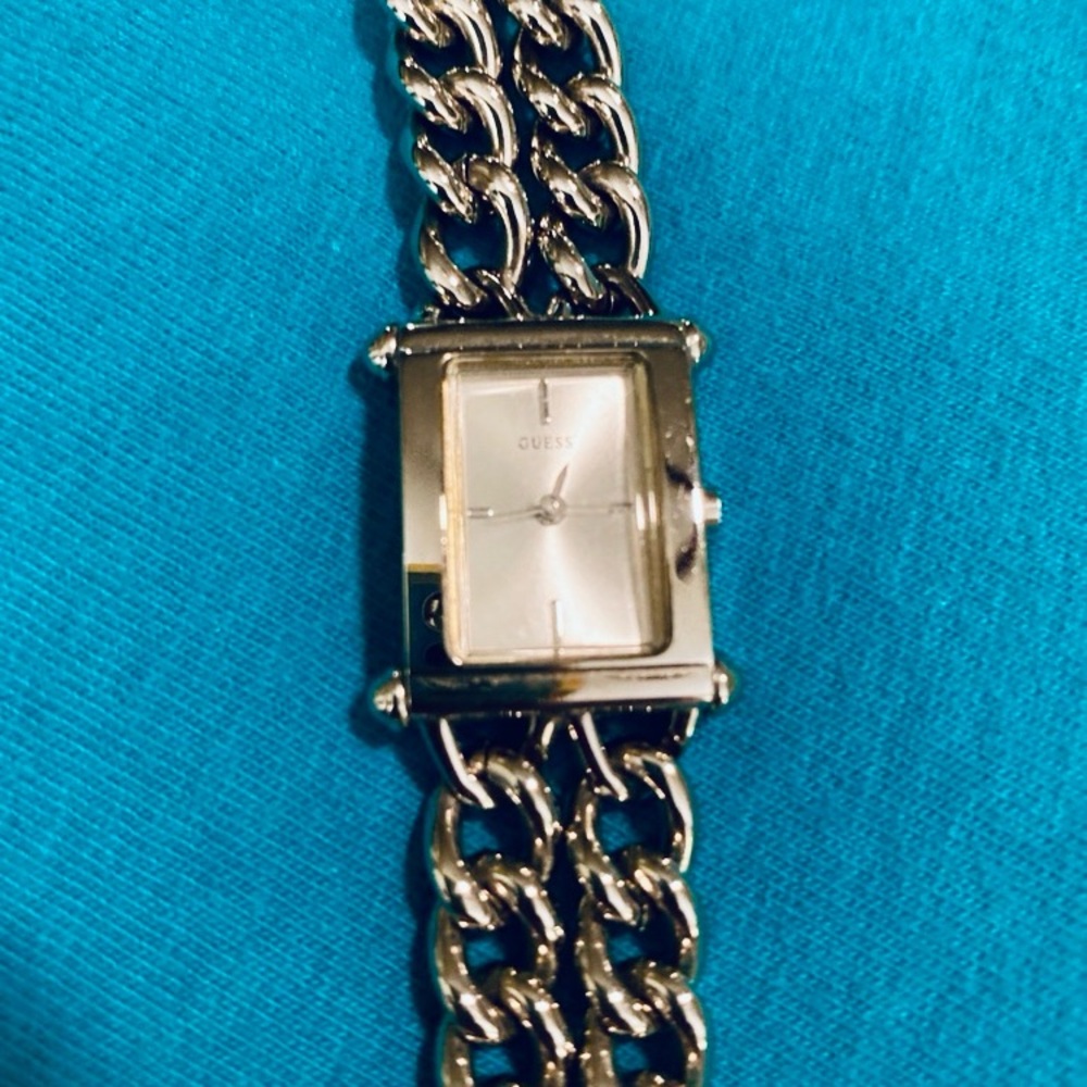 Guess Double  Silver Chain Link Watch